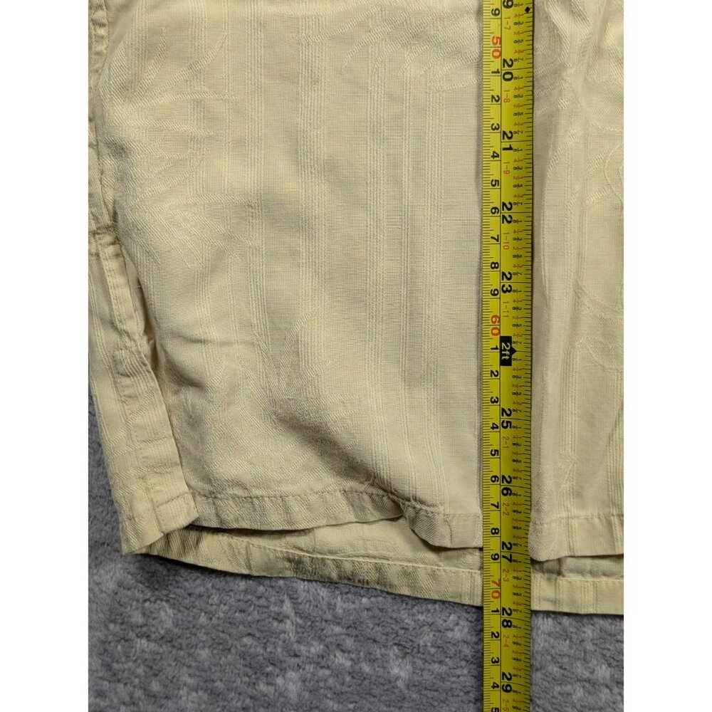 Silk Button Up Shirt Mens Large Yellow Floral Embroidered Vacation Resort Hawaii - Picture 5 of 6
